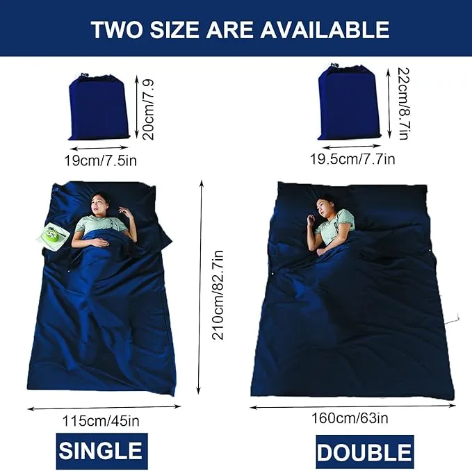 Sleeping Bag Liner Portable Travel Camping Sheets Lightweight and Compact Sleeping Sack Sheets for Adults Comfortable Liners for Traveling Hotel Camping Picnic Hostels Backpacking