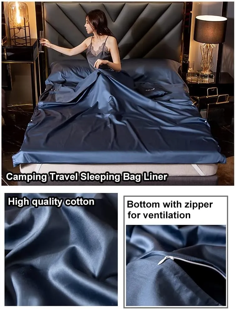 Sleeping Bag Liners Compact Adult Sleeping Bag Liner, Comfortable Cotton Sleeping Bag Sheets for Outdoor Camping Travel, Single Double Sleeping Bag, for All Seasons