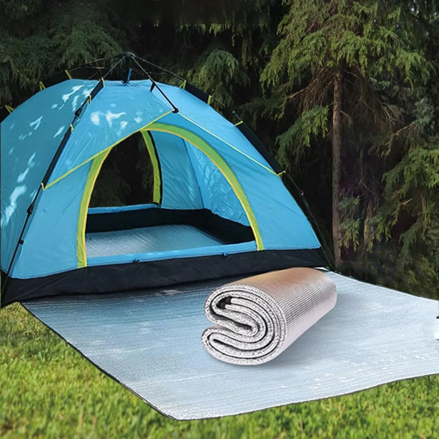 Sleeping Mat Aluminium Camping Mat Floor Pad Picnic Foldable Foil Mat Thermal Blanket Tent Mat, Ground Mat for Traveling and Outdoor Activitie, 9mm Thickness
