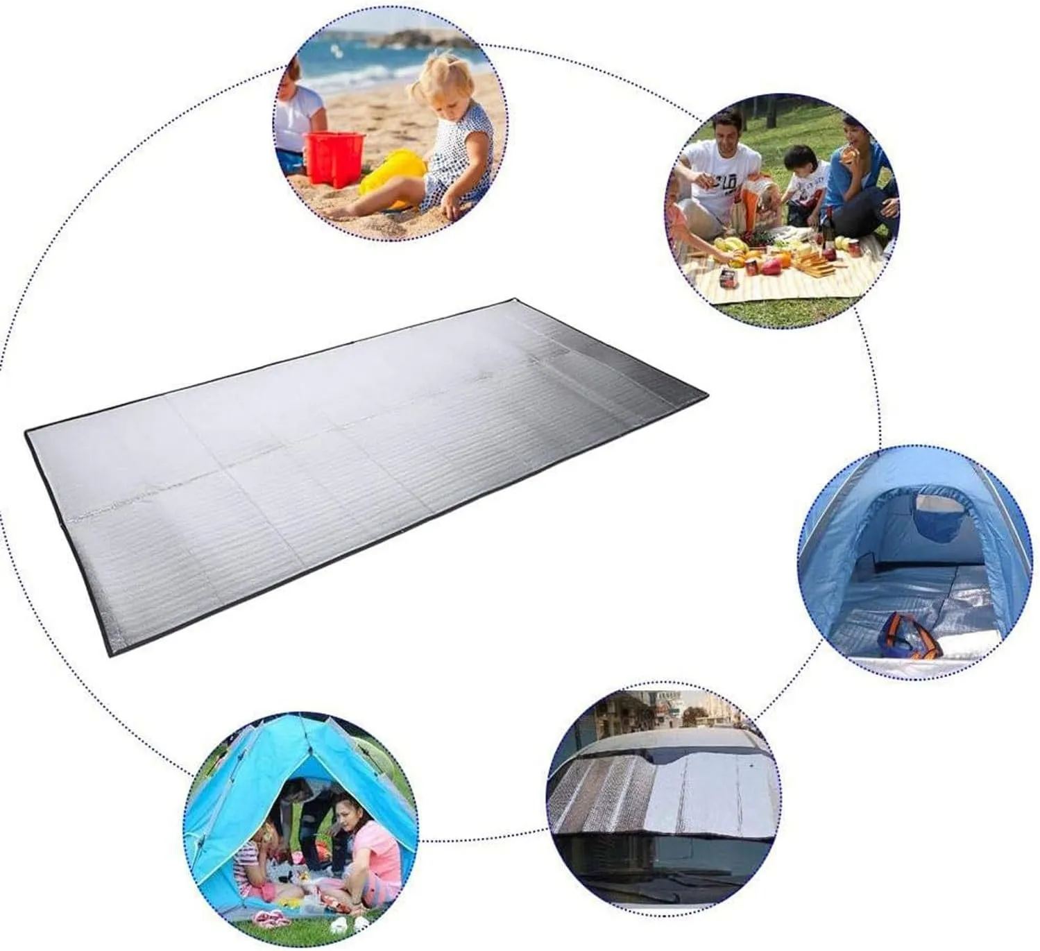 Sleeping Mat Aluminium Camping Mat Floor Pad Picnic Foldable Foil Mat Thermal Blanket Tent Mat, Ground Mat for Traveling and Outdoor Activitie, 9mm Thickness