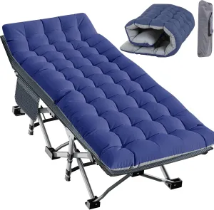 Slsy Oversized XXL Camping Cot for Adults with Mattress, Portable Sleeping Cots, Camp Bed with Carry Bag for Outdoor Travel, Beach, Hiking