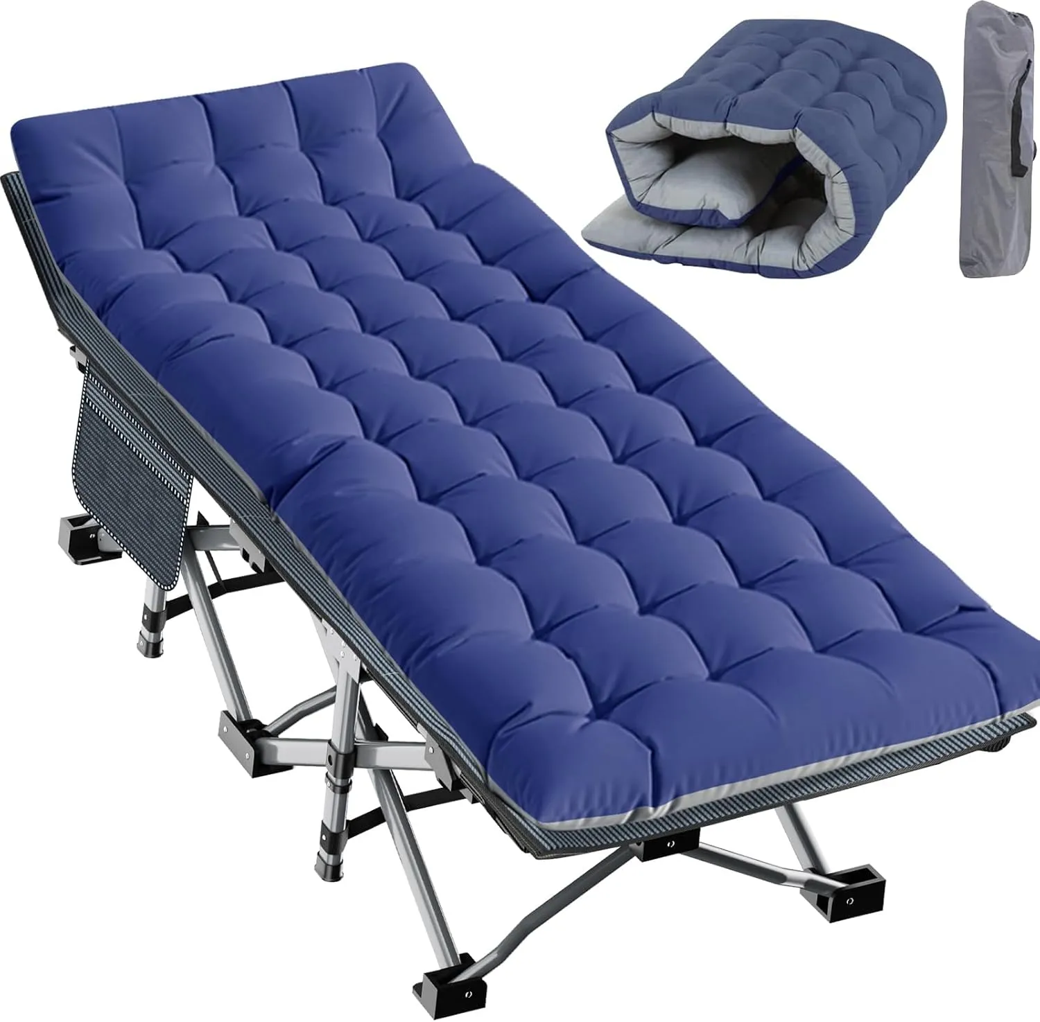 Slsy Oversized XXL Camping Cot for Adults with Mattress, Portable Sleeping Cots, Camp Bed with Carry Bag for Outdoor Travel, Beach, Hiking