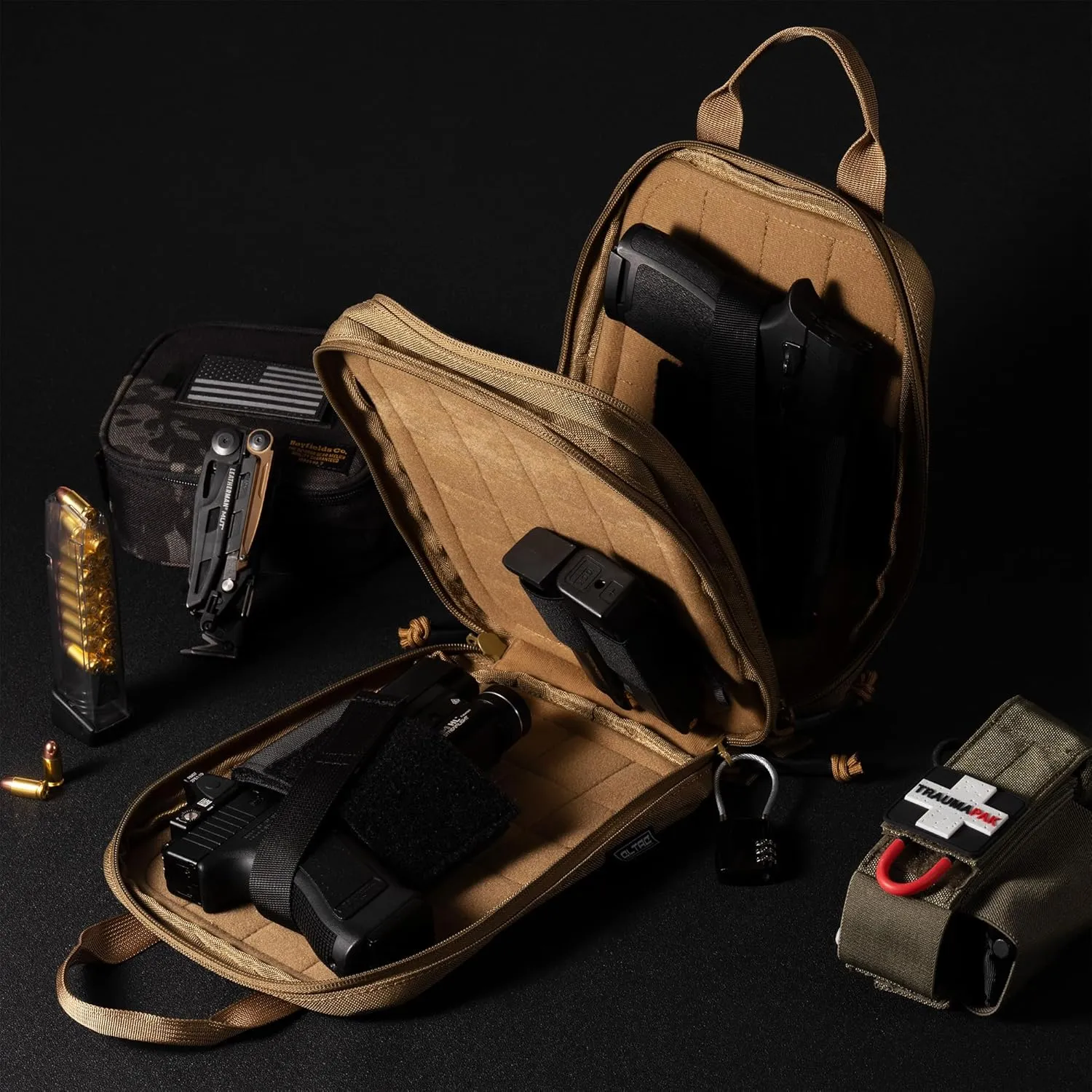 Small Soft Pistol Case Compact Tactical Modular Handgun Pack for Firearm Gun Shooting Hunting w/Holster and Mag Holder