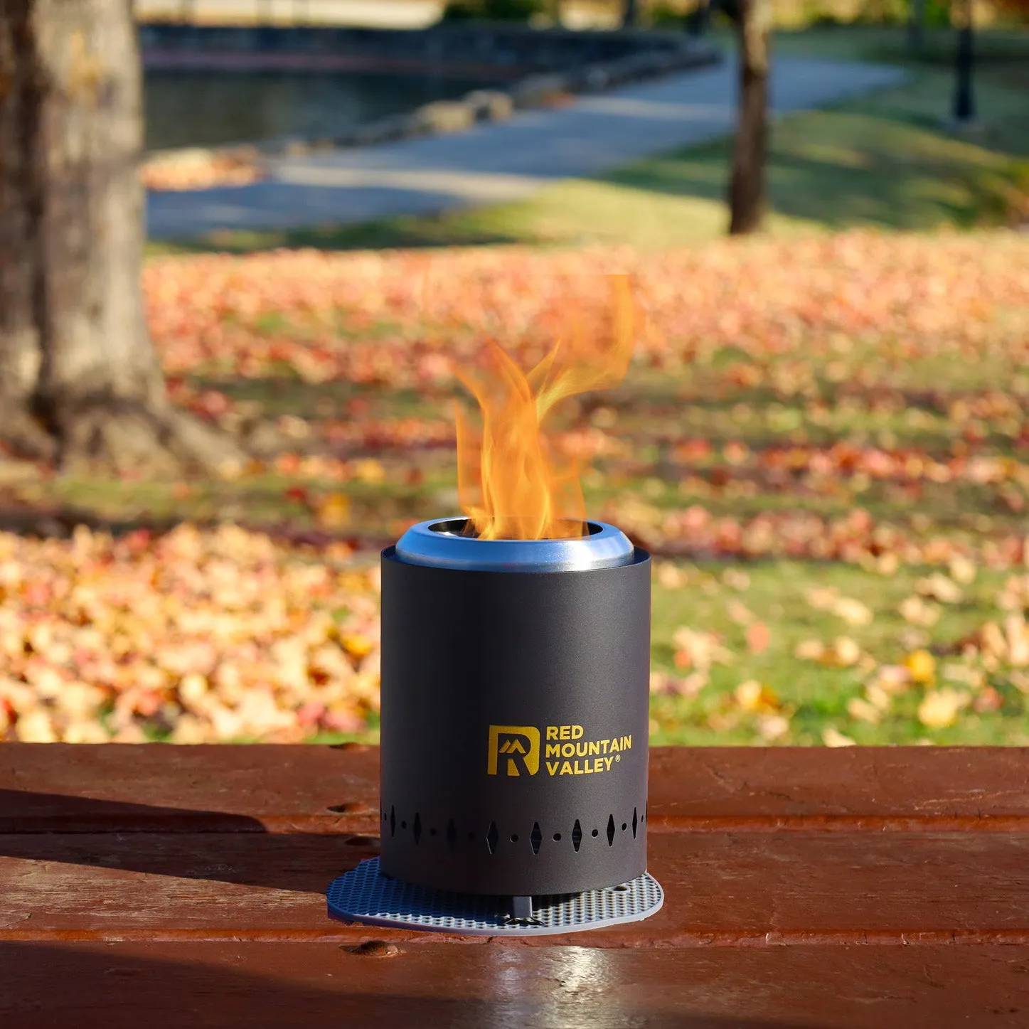 Smokeless Tabletop Fire Pit with Mat, Portable Mini Low Smoke Camping Stove, Stainless Steel, Black