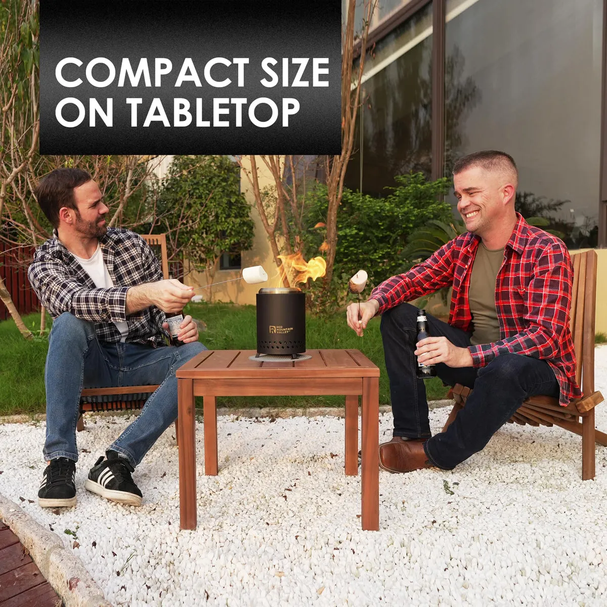 Smokeless Tabletop Fire Pit with Mat, Portable Mini Low Smoke Camping Stove, Stainless Steel, Black