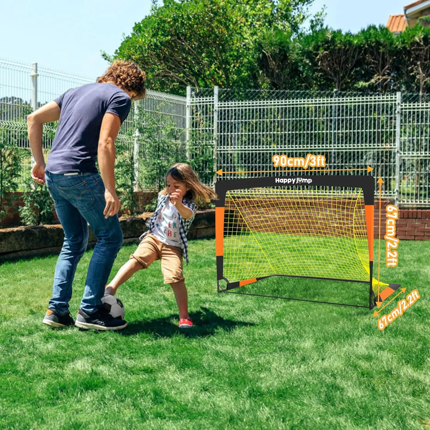Soccer Goal 7'x5', 6.6‘x3.3', 5'x3.6', 4'x3', 3'x2.2' Soccer Net for Kids Backyard