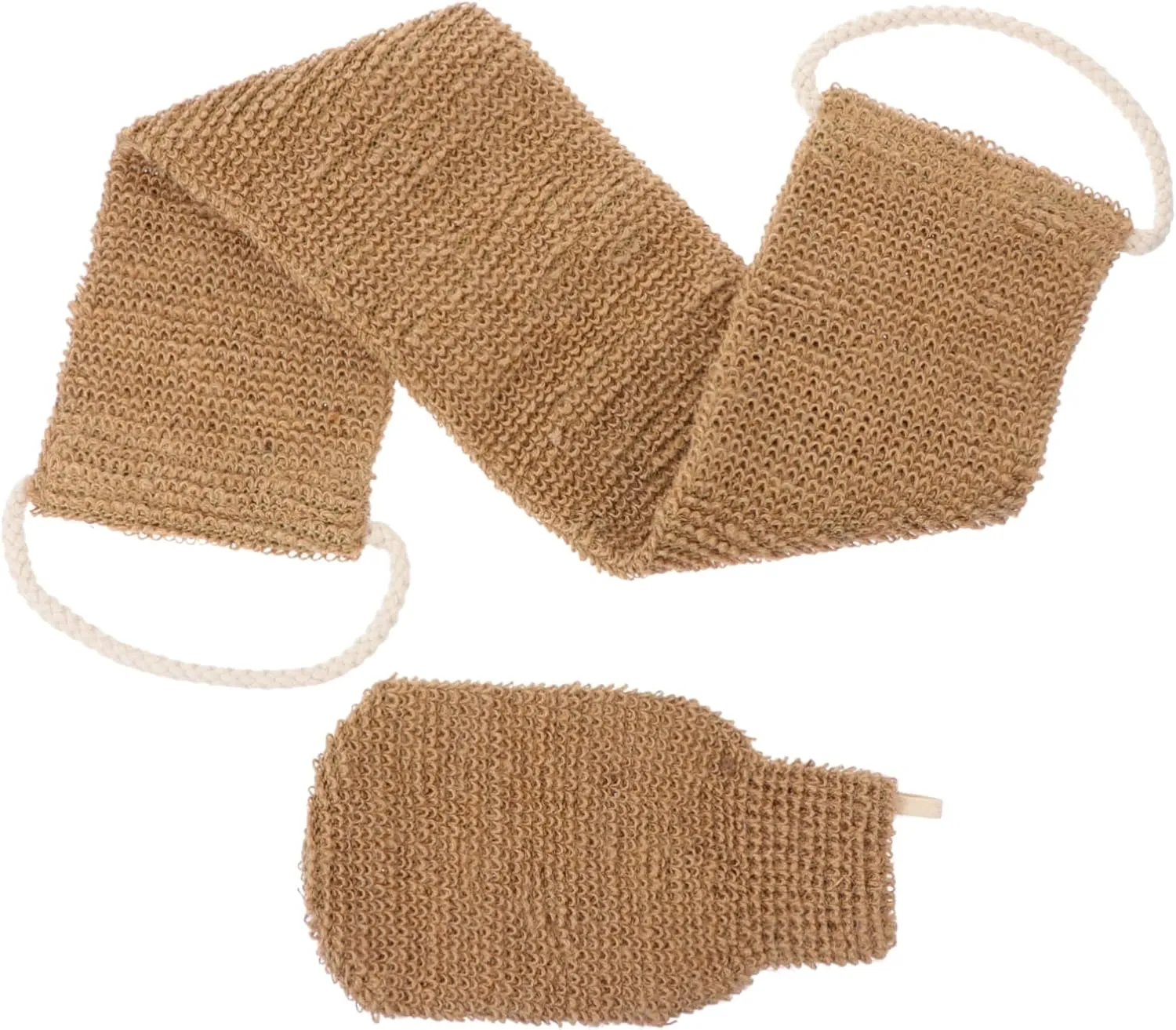 SOIMISS Gentle Body Cleansing: 2-Piece Plant Bath Towel Shower Exfoliating Glove Set Long Strip Shower Scrubber Tools for Soft Skin Hotel/Camping Essentials
