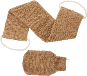 SOIMISS Gentle Body Cleansing: 2-Piece Plant Bath Towel Shower Exfoliating Glove Set Long Strip Shower Scrubber Tools for Soft Skin Hotel/Camping Essentials