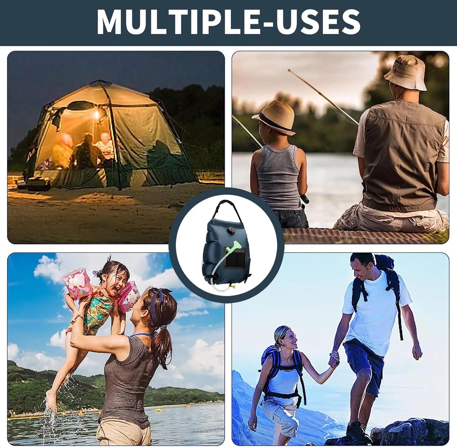 Solar Shower Bag, Solar Heating Camping Shower Bag, 5Gal(20L) Portable Camping Shower Bag, with Removable Hose and On-Off Switchable Shower Head, for Outdoor Traveling/Climbing/Hiking/Beach/Swimming