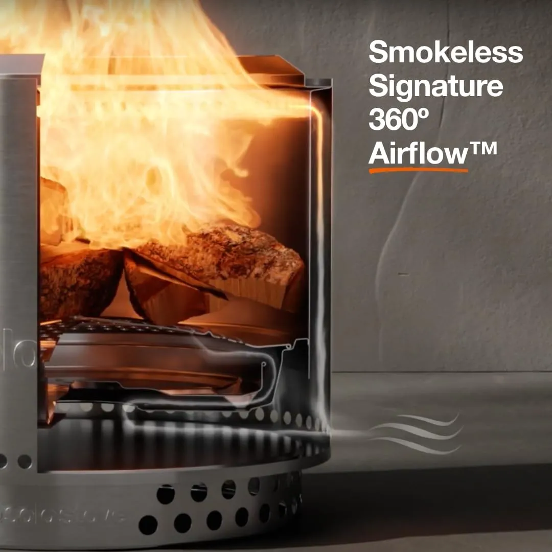 Solo Stove Bonfire Essential Bundle 2.0 | Incl. Smokeless Fire Pit, Stand, Lid, Camping Accessories, Portable for Wood Burning, Removable Ash Pan, Stainless Steel, H: 16.75in x Dia: 19.5in, 21.75lbs