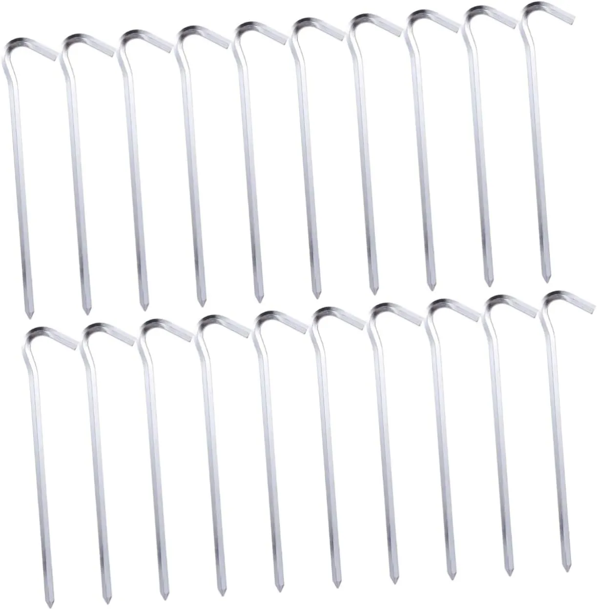 Sosoport 2sets Titanium Tent Stakes Set Question Mark Shape Heavy Duty Ground Pegs for Hiking Camping Tarp Garden 10pcs*2