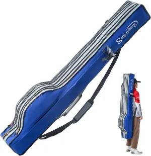 Sougayilang Fishing Rod Bag - 3 Layer Organizer, Pole Case, Storage Bag, Rod and Reel Carrier for Travel - 160cm/63in