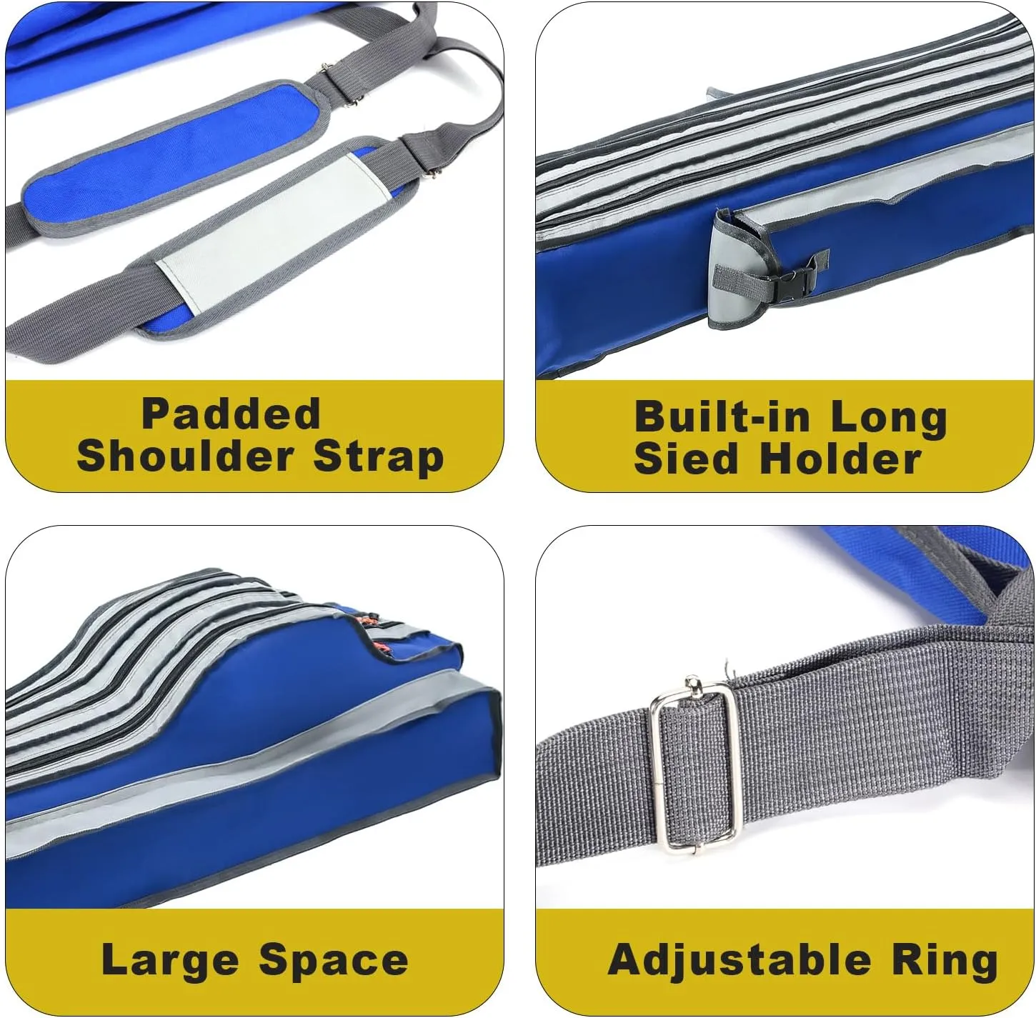 Sougayilang Fishing Rod Bag - 3 Layer Organizer, Pole Case, Storage Bag, Rod and Reel Carrier for Travel - 160cm/63in