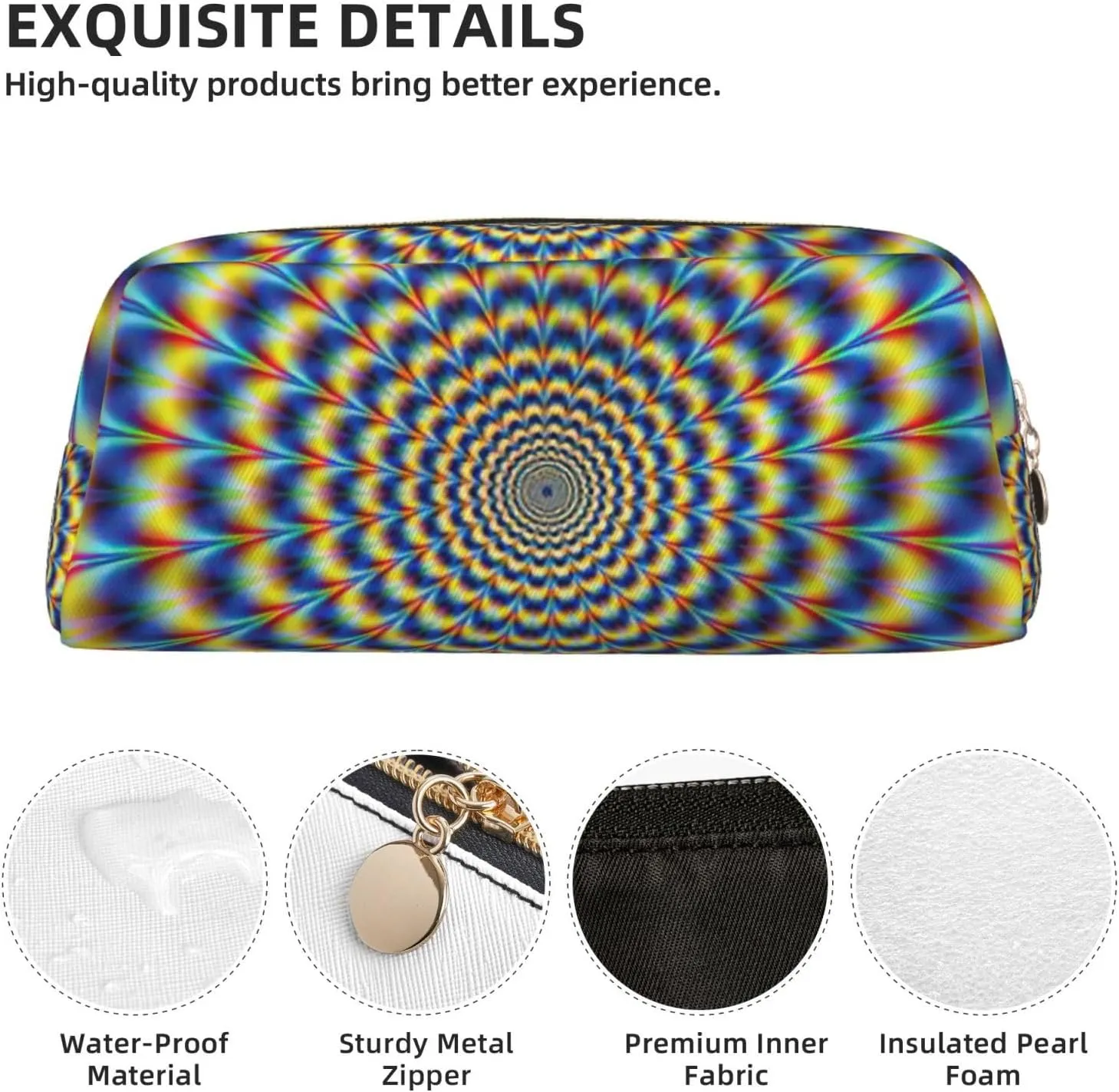 Spiral Optical Illusion Gif Print Versatile Storage Pouch Makeup Bag Travel Office Small Items Organizer Bag