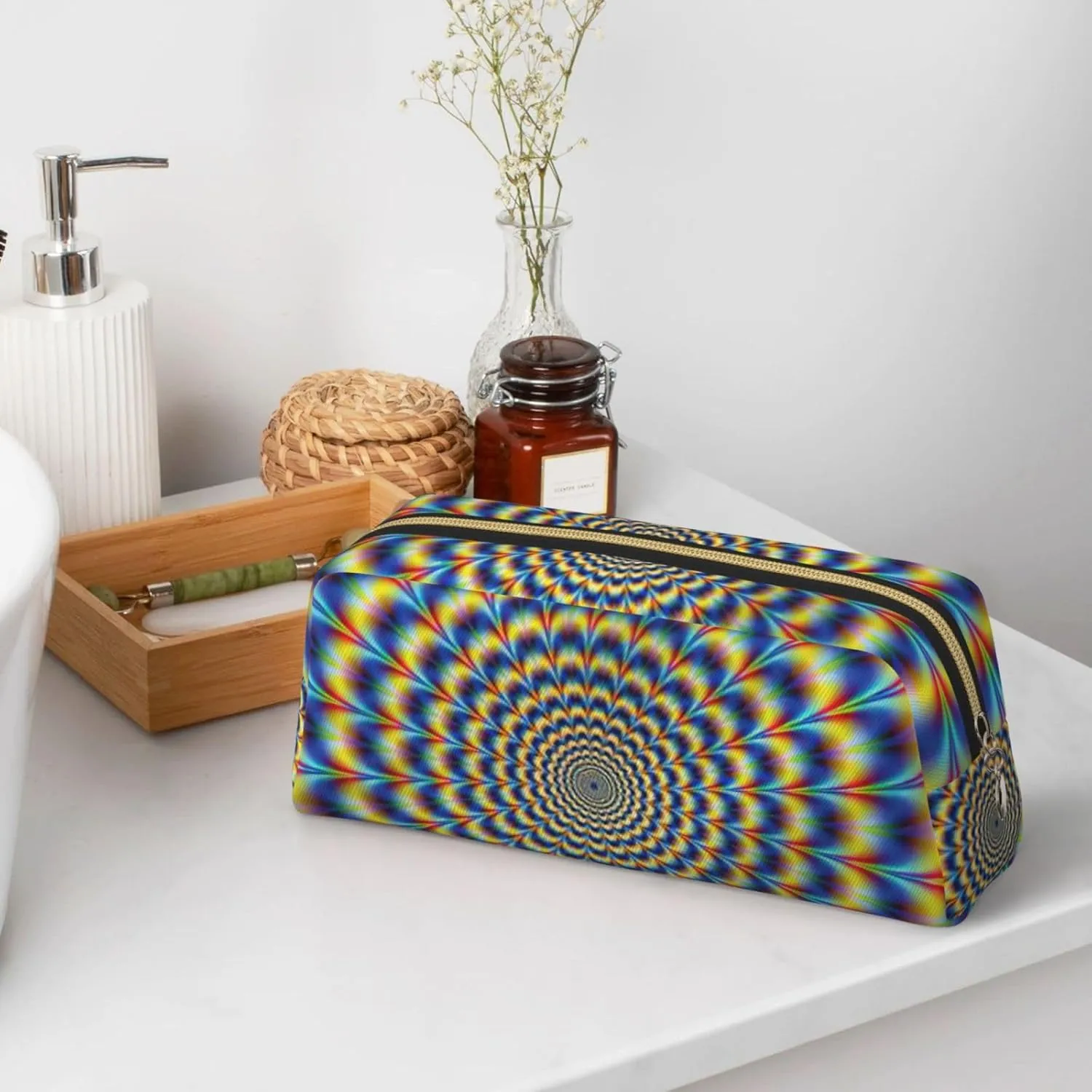 Spiral Optical Illusion Gif Print Versatile Storage Pouch Makeup Bag Travel Office Small Items Organizer Bag