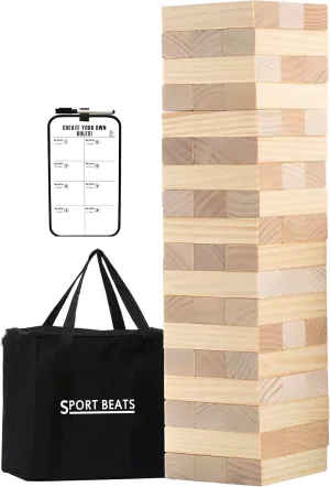 SPORT BEATS Giant Tower Game Outdoor Games 54 Blocks Stacking Game Includes Carry Bag