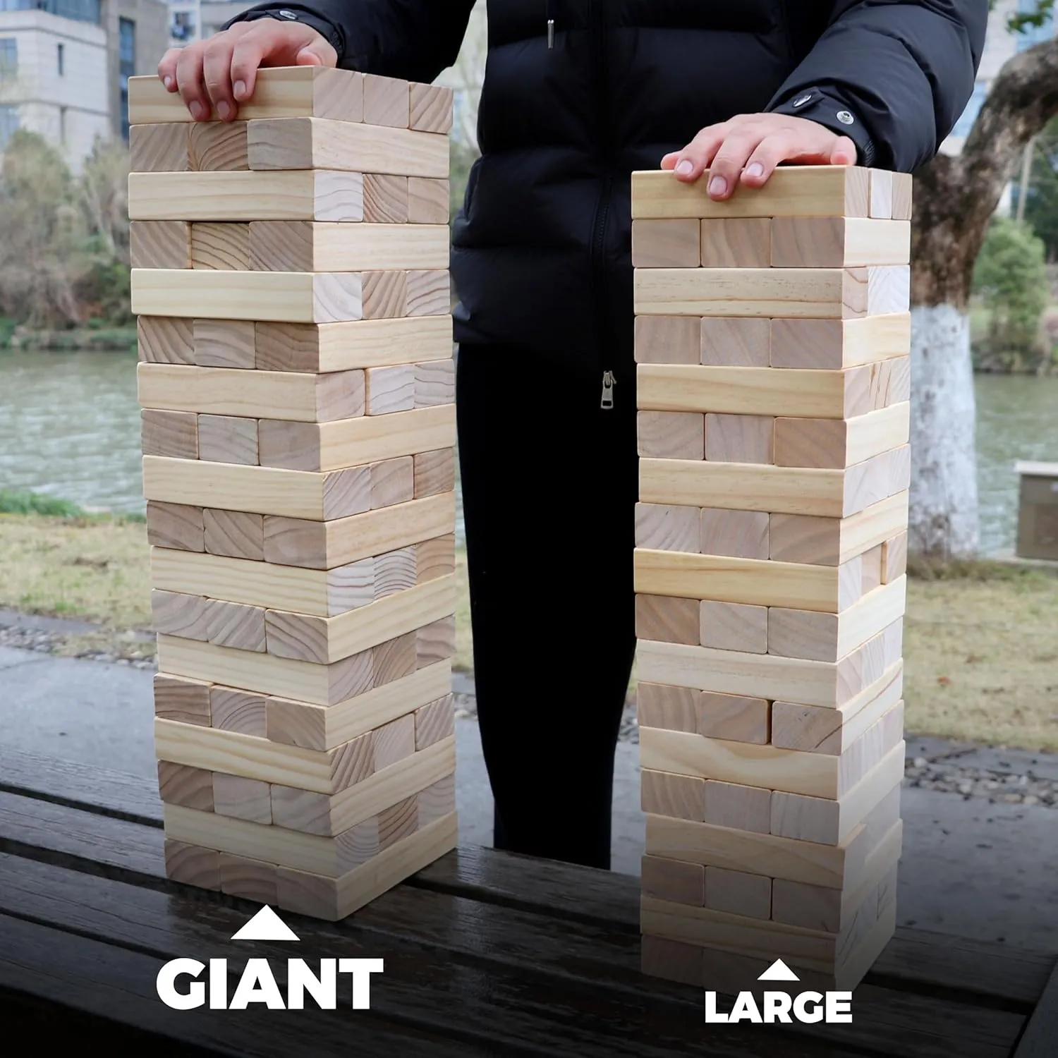 SPORT BEATS Giant Tower Game Outdoor Games 54 Blocks Stacking Game Includes Carry Bag