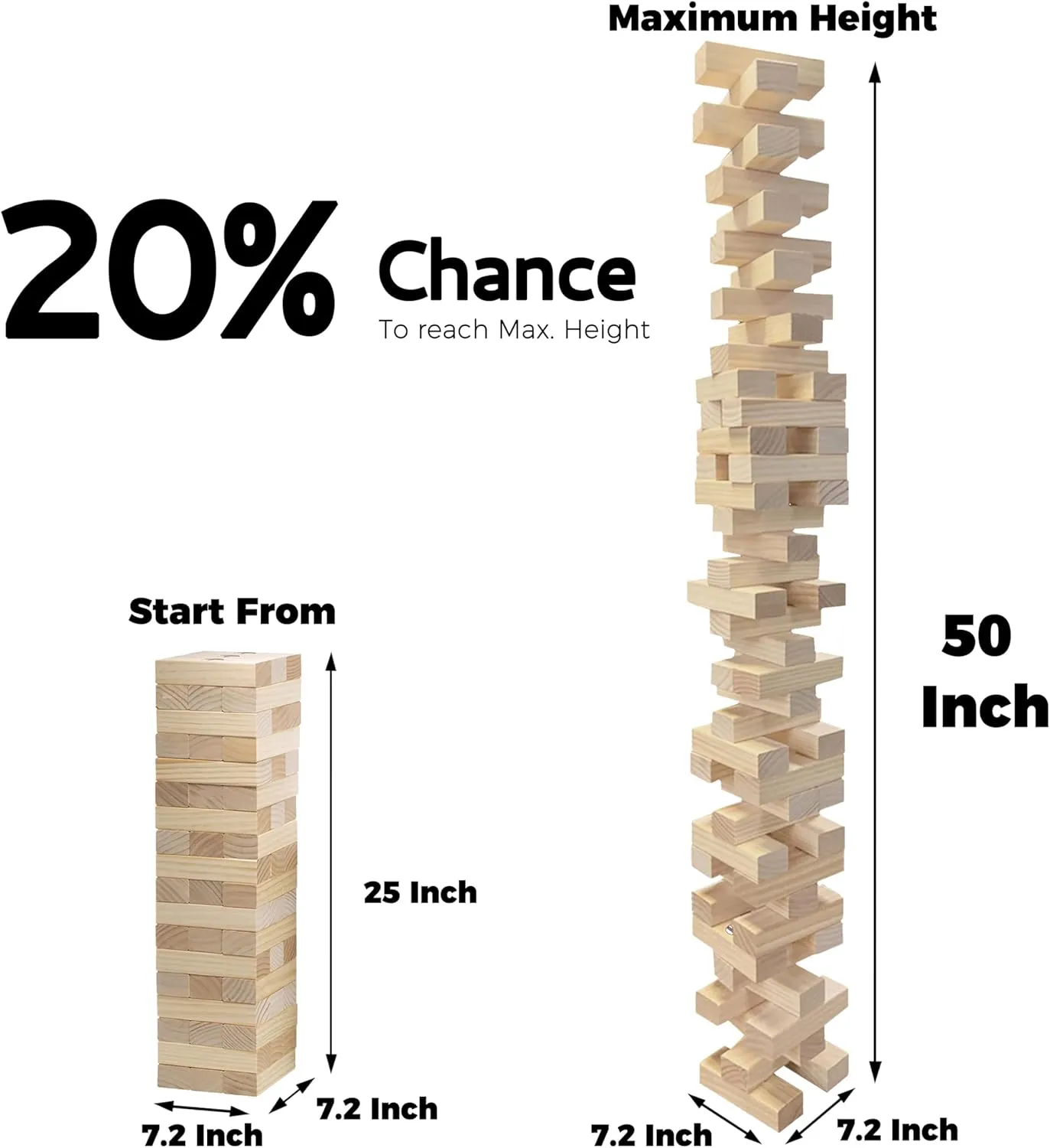 SPORT BEATS Giant Tower Game Outdoor Games 54 Blocks Stacking Game Includes Carry Bag