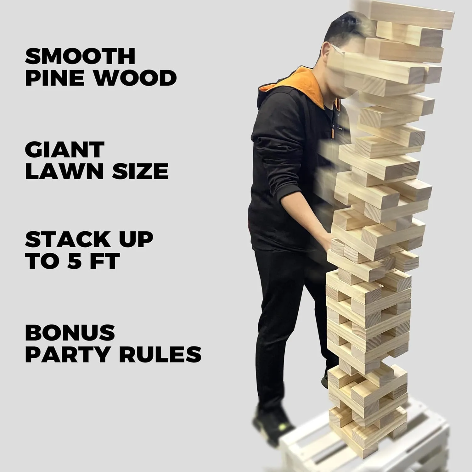 SPORT BEATS Giant Tower Game Outdoor Games 54 Blocks Stacking Game Includes Carry Bag