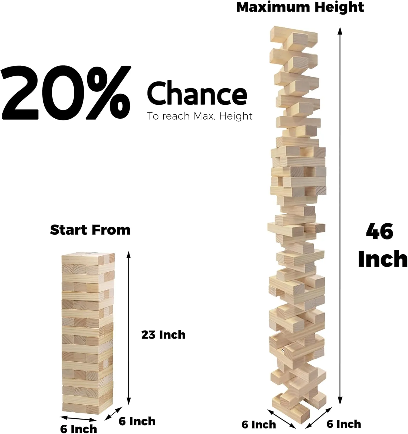 SPORT BEATS Outdoor Games Large Tower Game 54 Blocks Stacking Game Includes Carry Bag