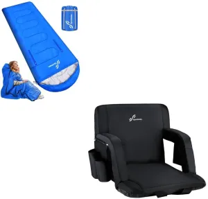 Sportneer Stadium Seating for Bleachers & Wearable Sleeping Bag, Stadium Seats with Back Support Bleacher Chairs and Cold Weather Sleeping Bag with Arm Zipper Holes