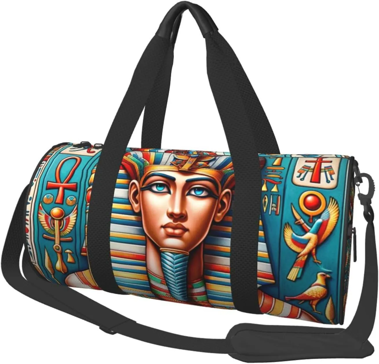 Sports Duffel Bag Ancient-Egyptian-Art-Ankh Foldable Travel Tote Bag Weekender Sleepover Carry On Bag