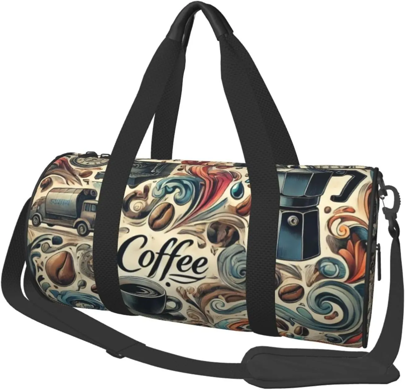 Sports Duffel Bag Coffee-Art-Dream Foldable Travel Tote Bag Weekender Sleepover Carry On Bag