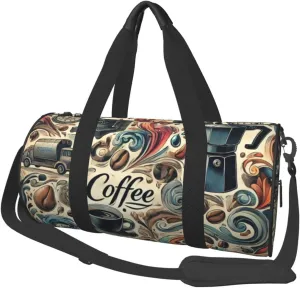 Sports Duffel Bag Coffee-Art-Dream Foldable Travel Tote Bag Weekender Sleepover Carry On Bag