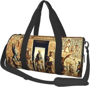 Sports Duffel Bag Egyptian-Gods-Pharaohs Foldable Travel Tote Bag Weekender Sleepover Carry On Bag