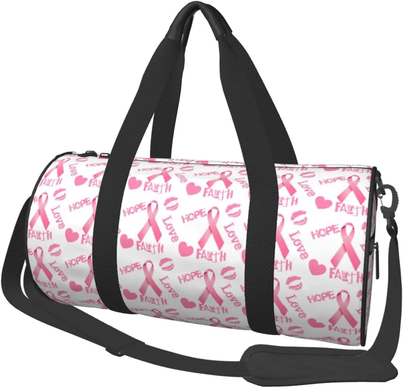 Sports Duffel Bag Love-Faith-Breast-Cancer Foldable Travel Tote Bag Weekender Sleepover Carry On Bag