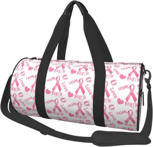 Sports Duffel Bag Love-Faith-Breast-Cancer Foldable Travel Tote Bag Weekender Sleepover Carry On Bag
