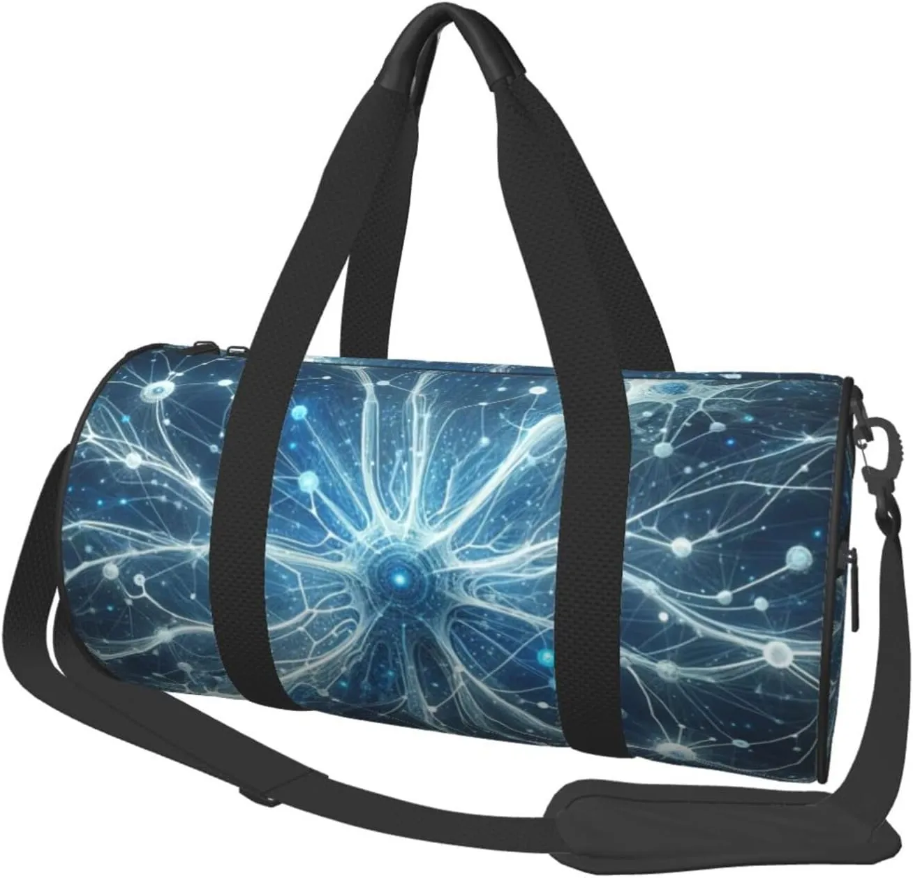 Sports Duffel Bag Neurons-Abstract Foldable Travel Tote Bag Weekender Sleepover Carry On Bag