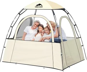 Sports Tent, 2-3 Person Outdoor Tent, 540° Transparent View,Waterproof/Coldproof, with Removable Top Cover, for Watching Sporting Events, Camping, Outdoor Activities (Khaki&Black) (Khaki)