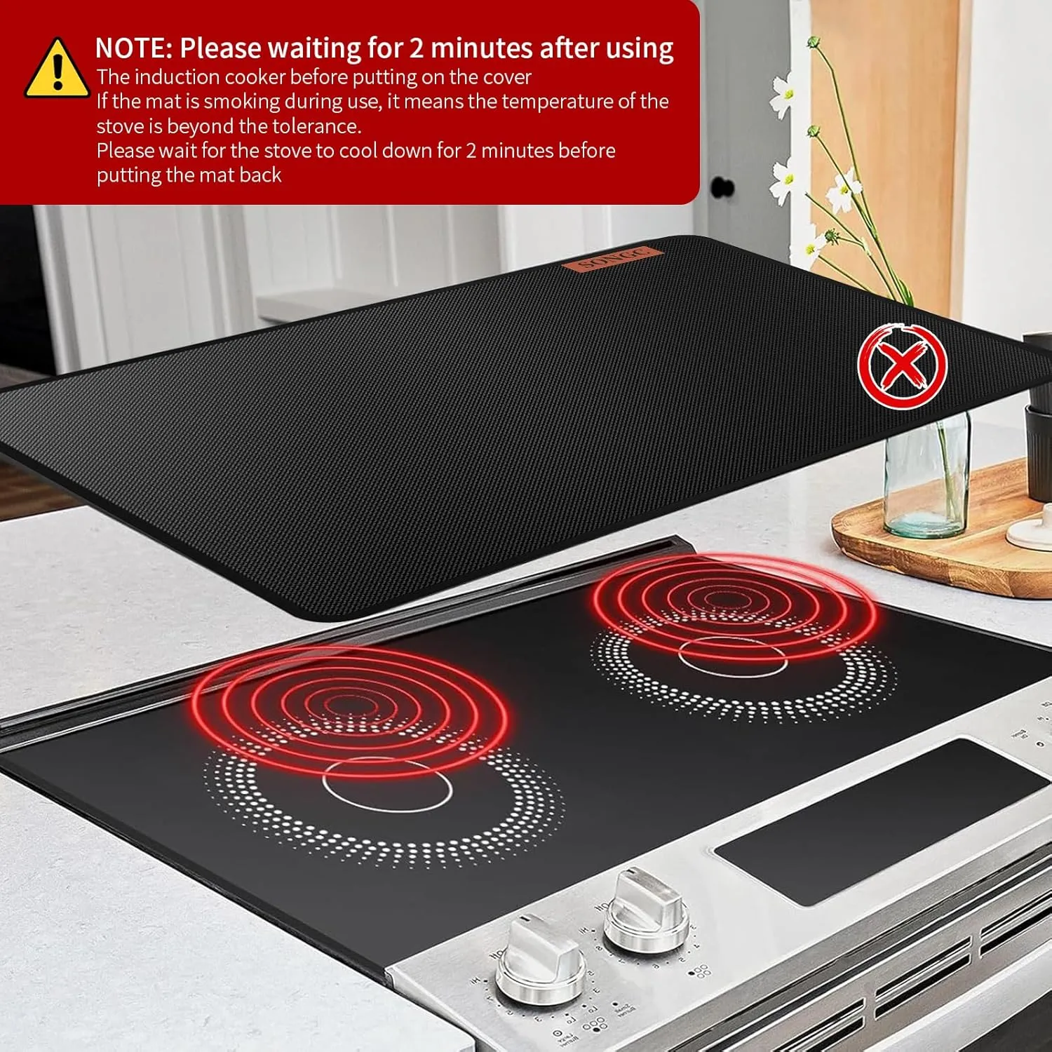 Stove Top Covers For Electric Stove Mat, Heat-Resistant Glass Surface Cover Fireproof Waterproof Oilproof 30 X 21 Inches Black