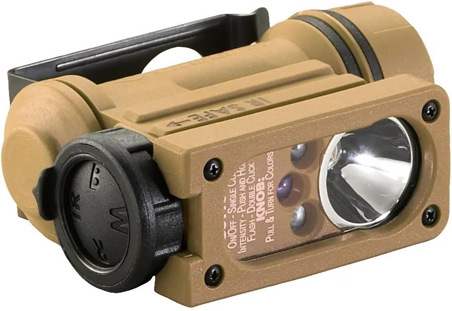 Streamlight 14102 Sidewinder Compact 55-Lumens Hands Free Military Flashlight with Helmet Mount & Lithium Battery in Clamshell, Coyote