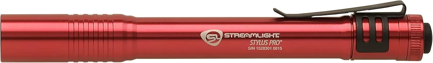 Streamlight 66120 Stylus Pro 100-Lumen Penlight with 2 AAA Alkaline Batteries, Red