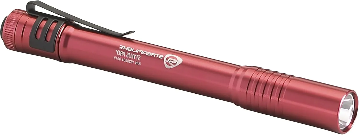 Streamlight 66120 Stylus Pro 100-Lumen Penlight with 2 AAA Alkaline Batteries, Red