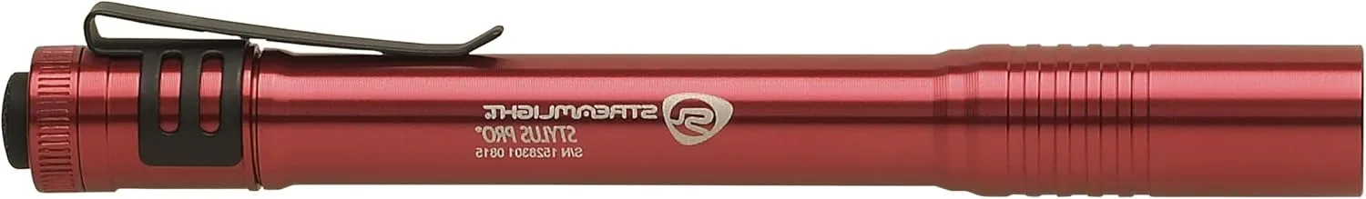 Streamlight 66120 Stylus Pro 100-Lumen Penlight with 2 AAA Alkaline Batteries, Red