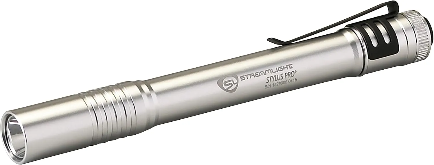 Streamlight 66121 Stylus Pro 100-Lumen Penlight with 2 AAA Alkaline Batteries, Silver