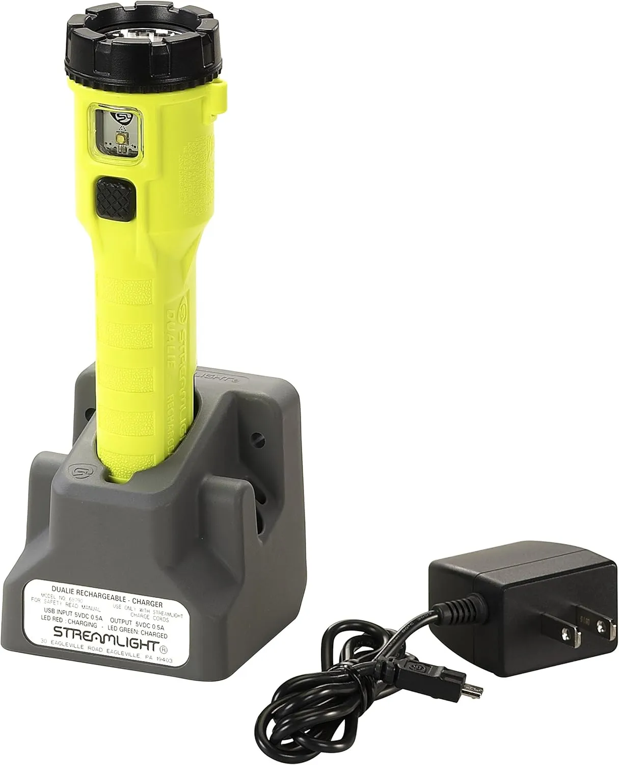 Streamlight 68793 Dualie 275-Lumen Multi-Functional Intrinsically Safe Rechargeable Flashlight with Magnetic Clip and 120V/100V AC Charger, Yellow
