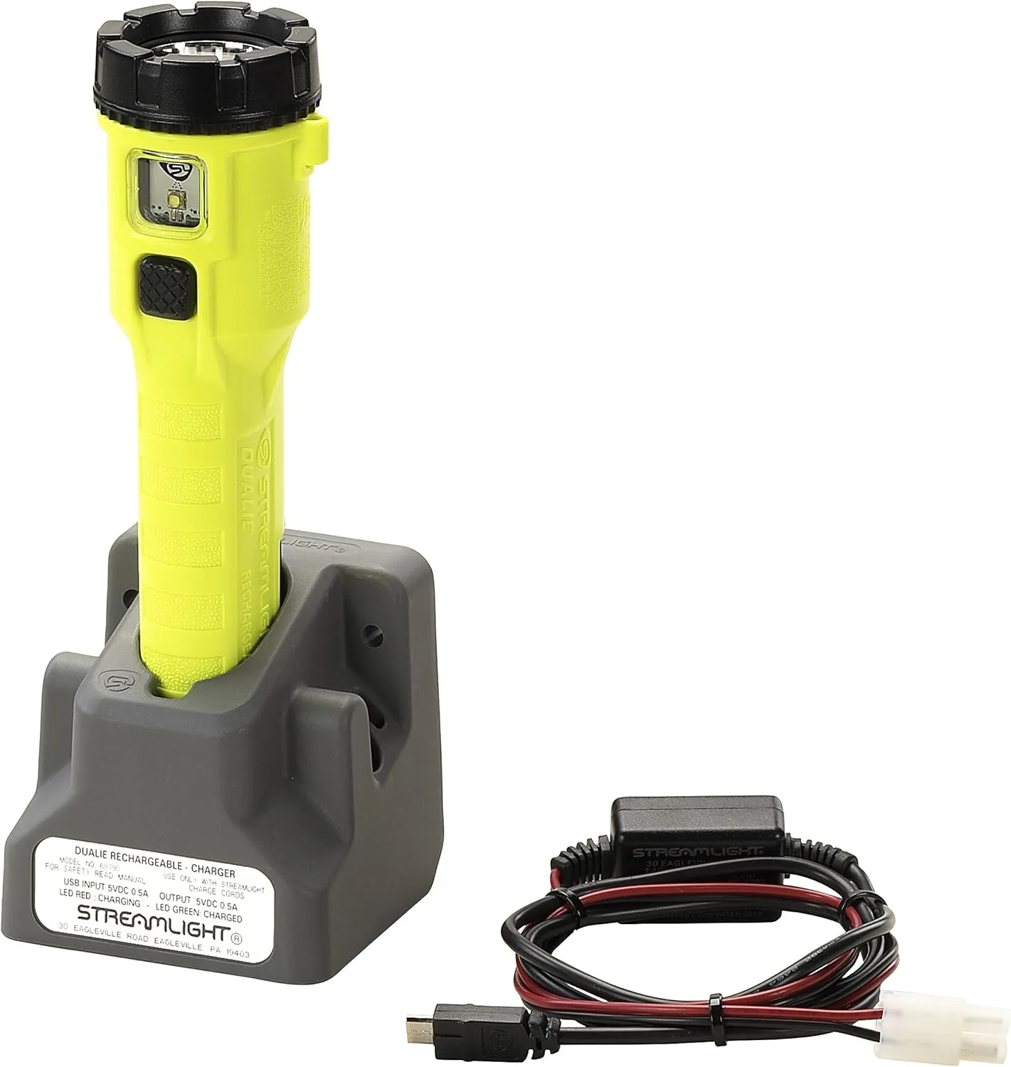 Streamlight 68795 Dualie 275-Lumen Multi-Function Intrinsically Safe Rechargeable Flashlight with Magnetic Clip and 12V DC Direct Wire, Yellow