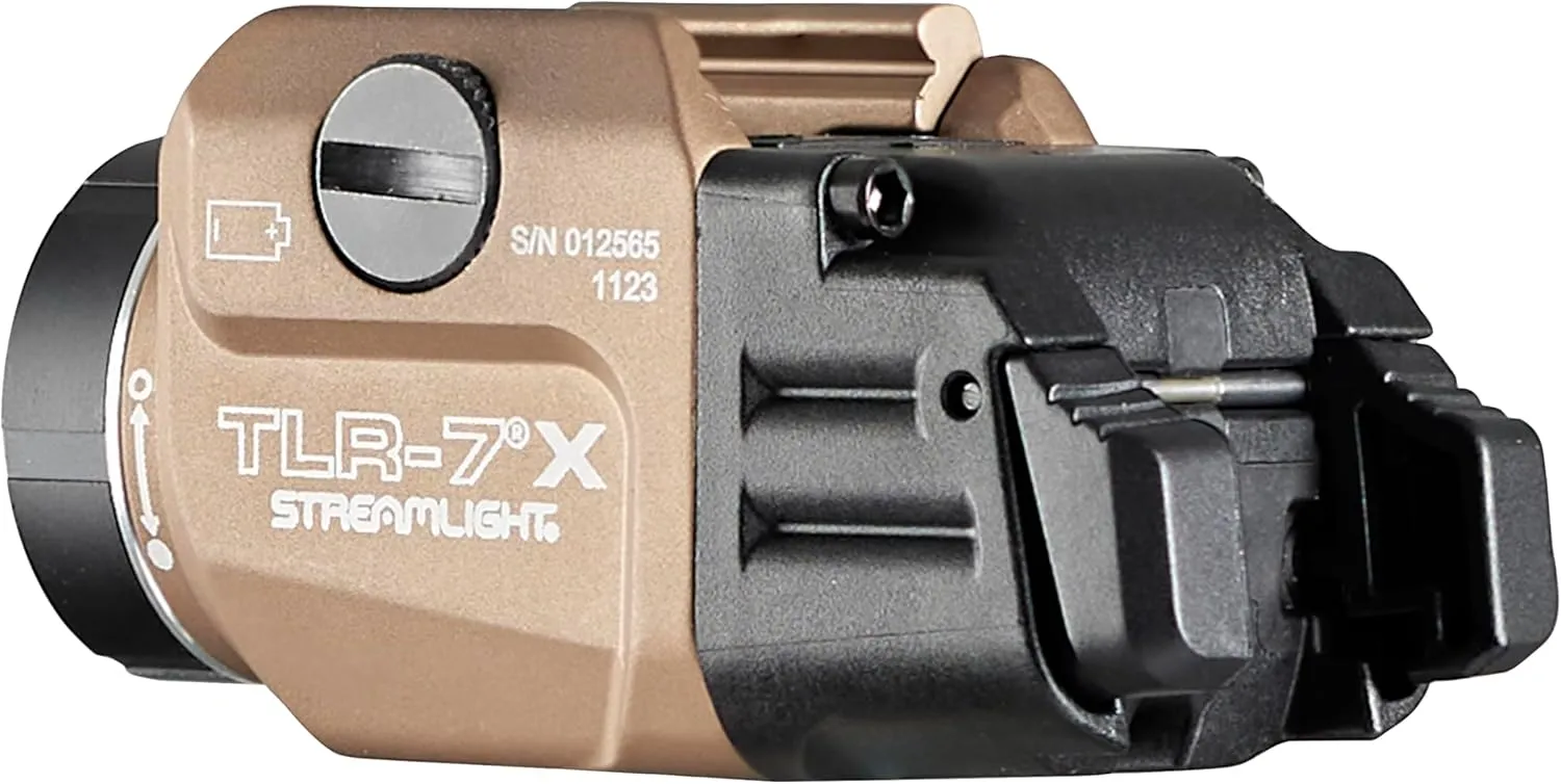 Streamlight 69456 TLR-7 X USB 500-Lumen Compact Tactical Weapon Light with High & Low Paddle Switches and Key Kit, Flat Dark Earth