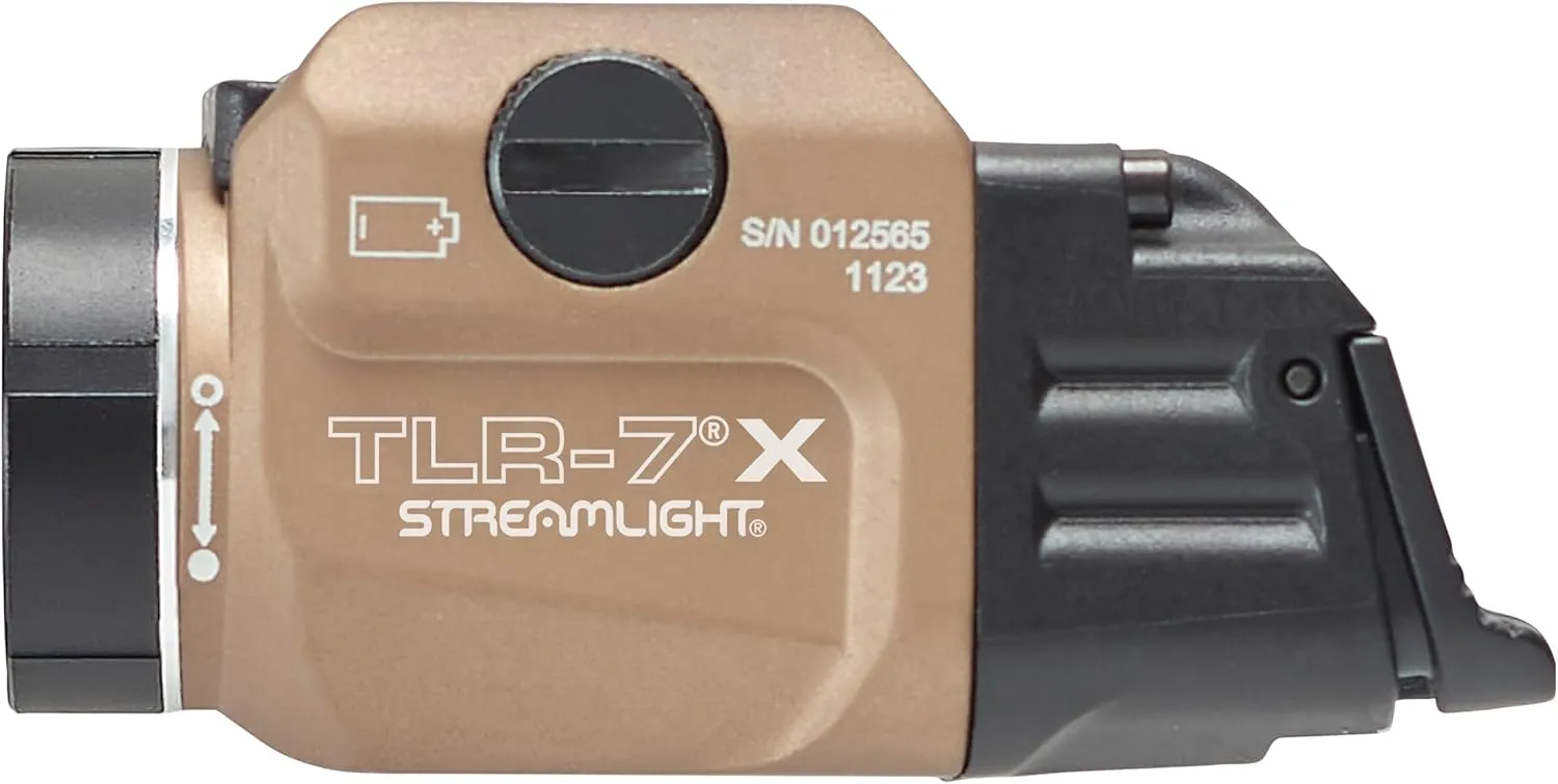 Streamlight 69456 TLR-7 X USB 500-Lumen Compact Tactical Weapon Light with High & Low Paddle Switches and Key Kit, Flat Dark Earth