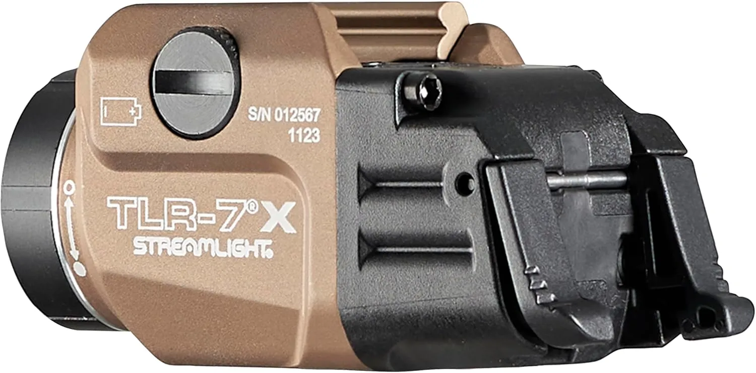 Streamlight 69456 TLR-7 X USB 500-Lumen Compact Tactical Weapon Light with High & Low Paddle Switches and Key Kit, Flat Dark Earth