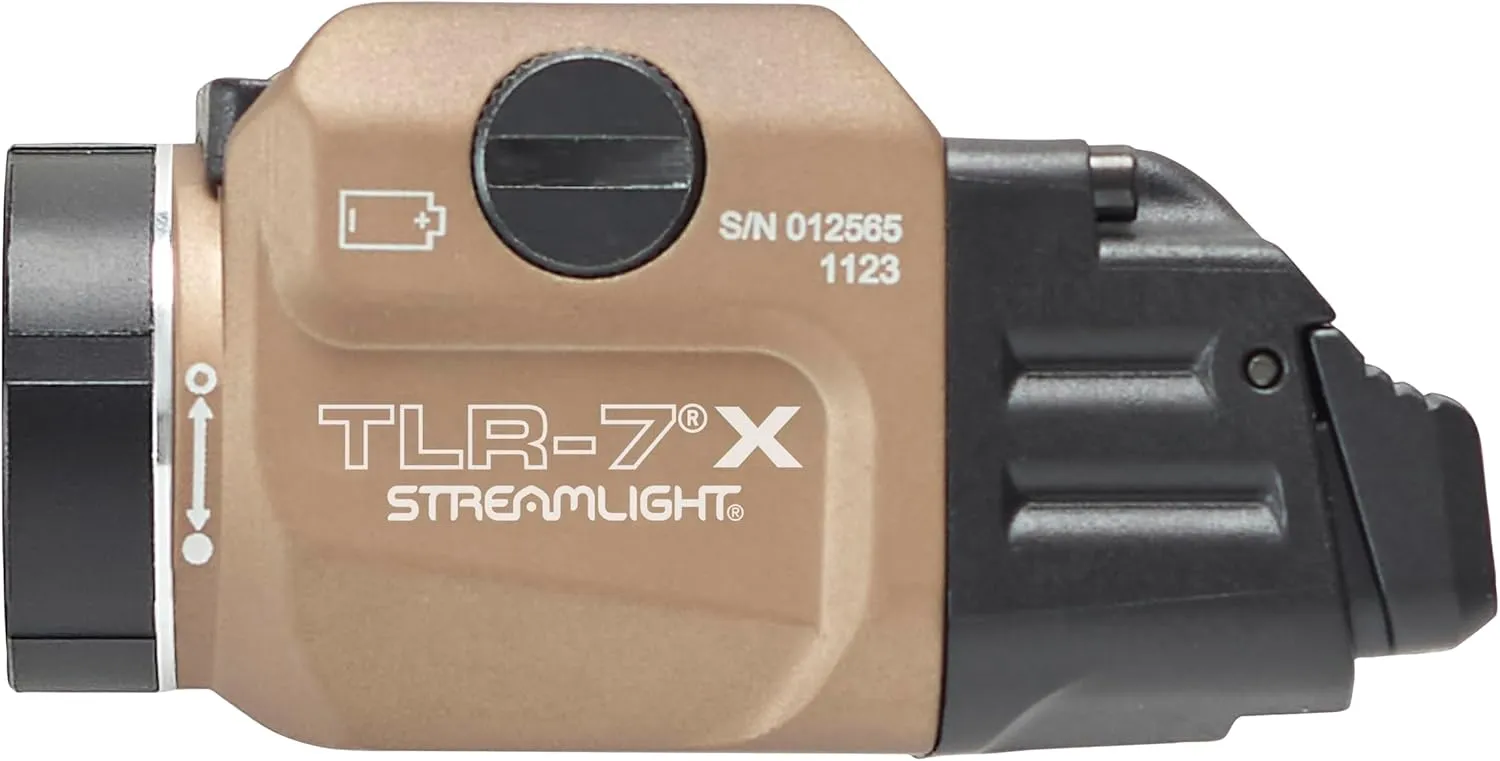 Streamlight 69456 TLR-7 X USB 500-Lumen Compact Tactical Weapon Light with High & Low Paddle Switches and Key Kit, Flat Dark Earth