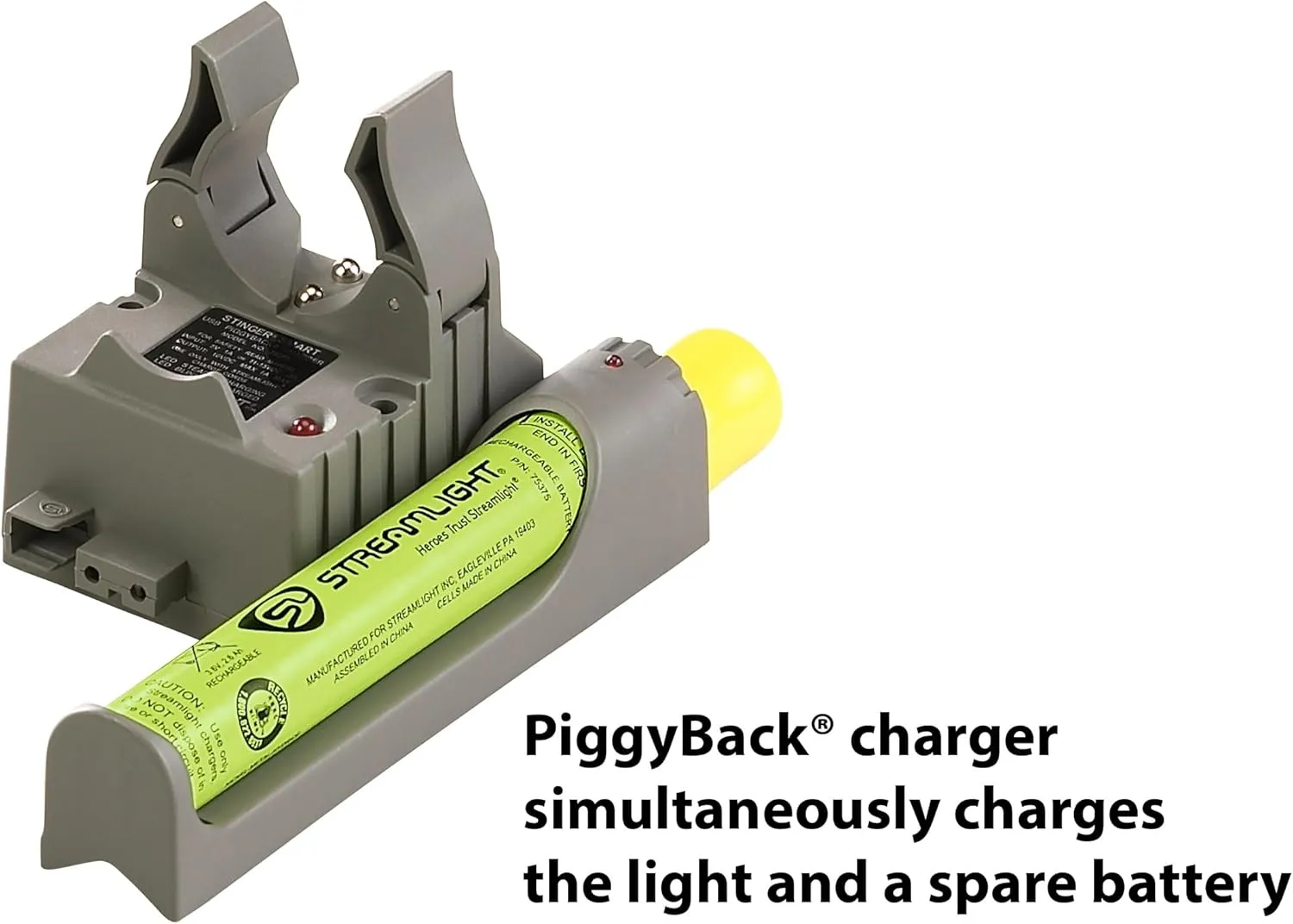 Streamlight 75732 Stinger 425-Lumen LED Bright Rechargeable Handheld Flashlight with 120V AC/DC 1-Piggyback Holder, Black