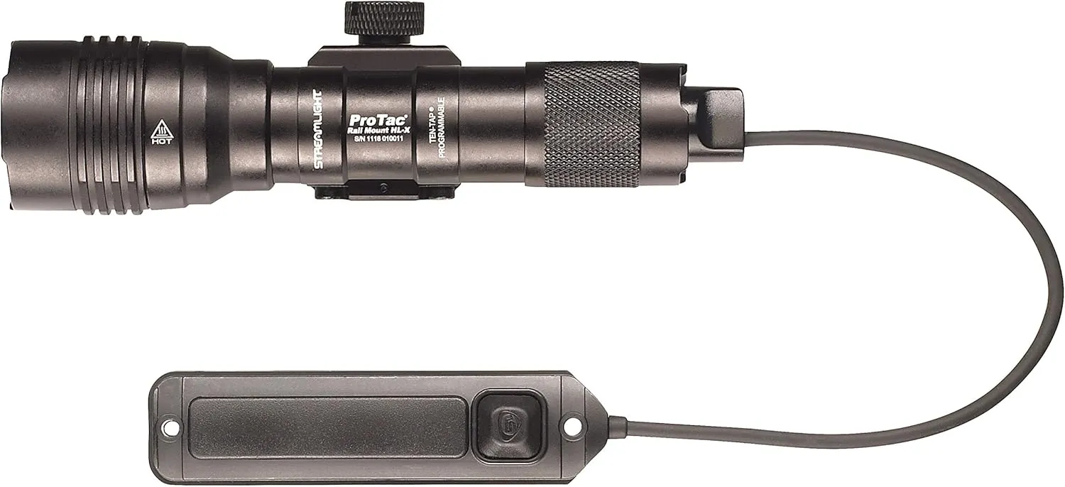 Streamlight 88066 ProTac Rail Mount HL-X 1000-Lumen Multi-Fuel Weapon Light with Remote Switch, Tail Switch, Clips, and CR123A Batteries, Box, Black