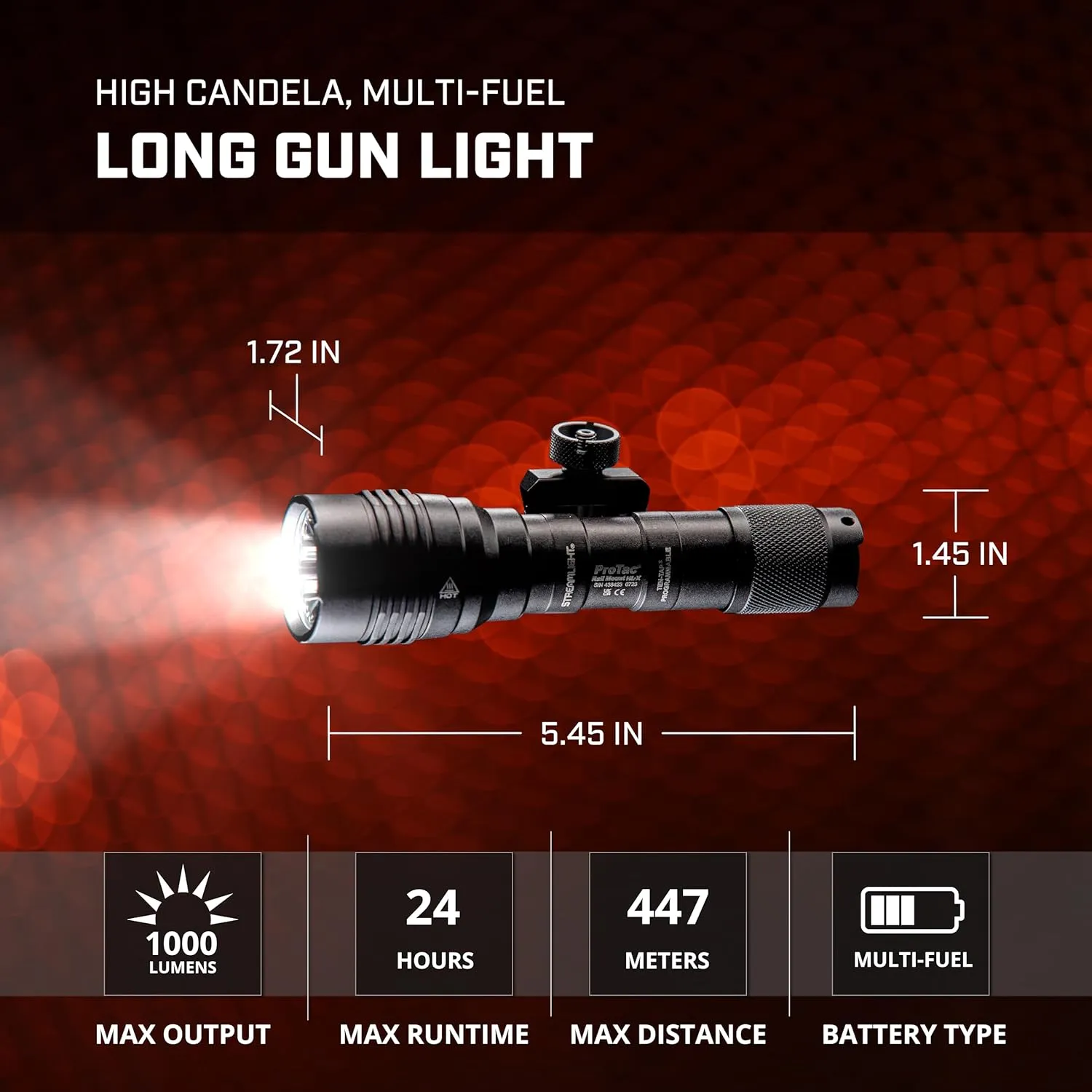 Streamlight 88066 ProTac Rail Mount HL-X 1000-Lumen Multi-Fuel Weapon Light with Remote Switch, Tail Switch, Clips, and CR123A Batteries, Box, Black