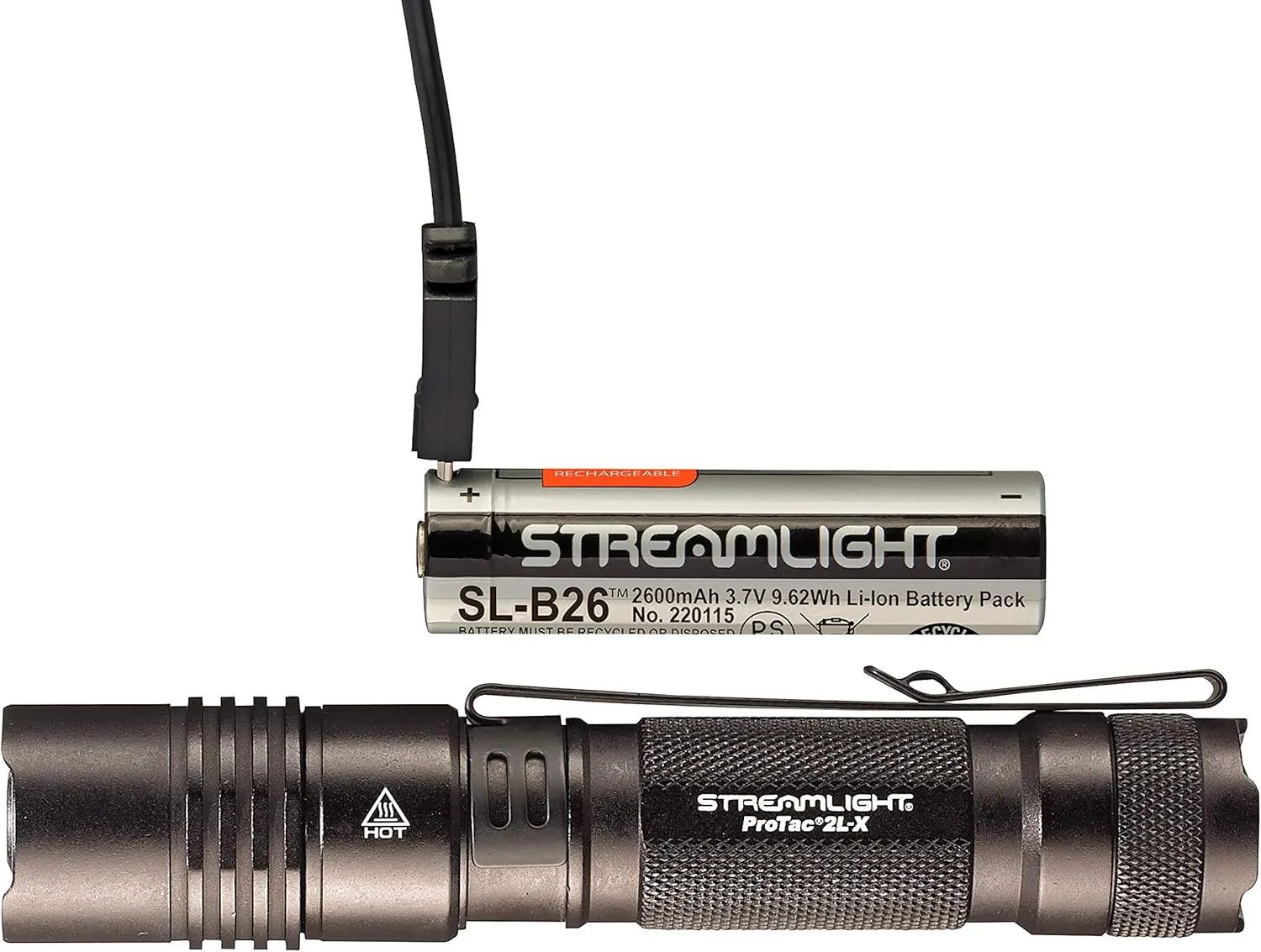 Streamlight 88083 ProTac 2L-X USB 500-Lumen Multi-Fuel EDC High Performance Tactical Rechargeable Flashlight, Includes USB Cable, Holster, Clip, Black