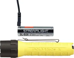 Streamlight 88611 PolyTac X USB 600-Lumen Multi-Fuel Professional Tactical Flashlight, Clear Retail Packaging, Yellow